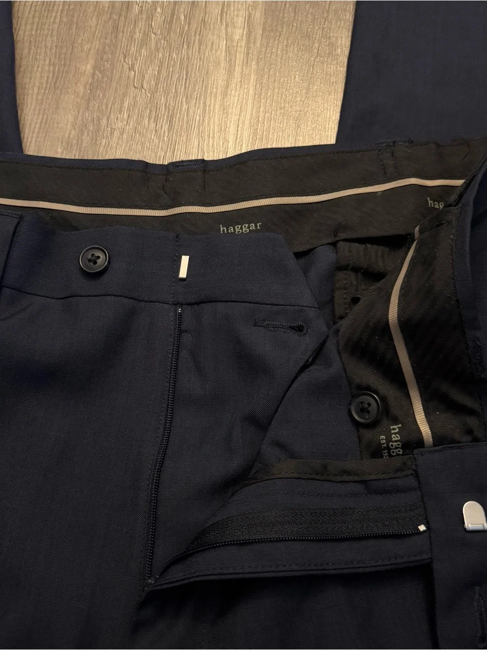 Haggar Men’s Navy Dress Pants 38x30 Classic Fit Business Casual